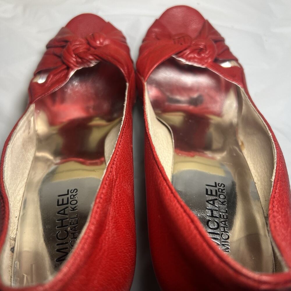 Michael Kors Womens Red Leather Twisted Knot Peep Toe Platform Heels Size 10M - Picture 8 of 11
